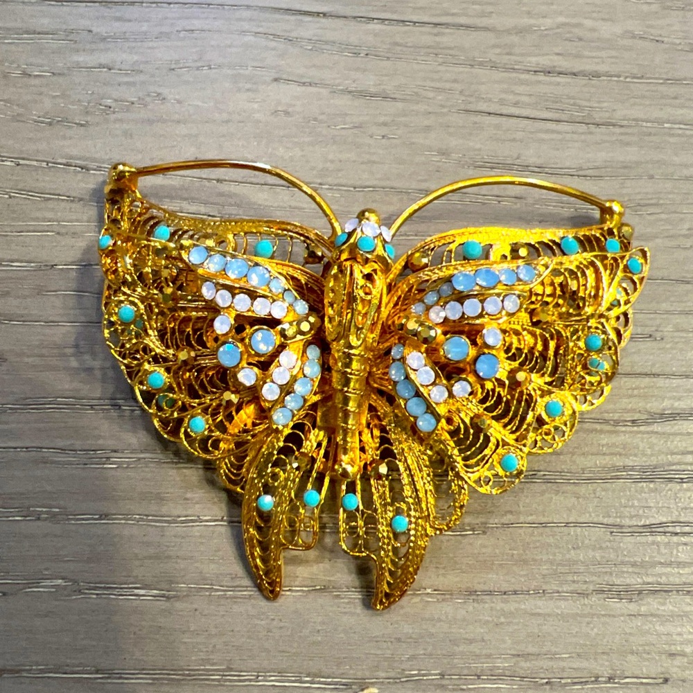 Stunning Butterfly Pin by Jose & Maria Barrera Neiman Marcus Turquoise Opal